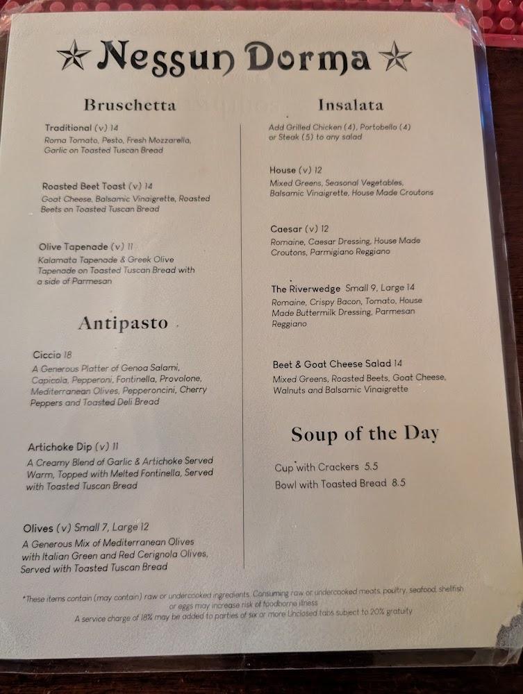 Nessun Dorma Menu image 3